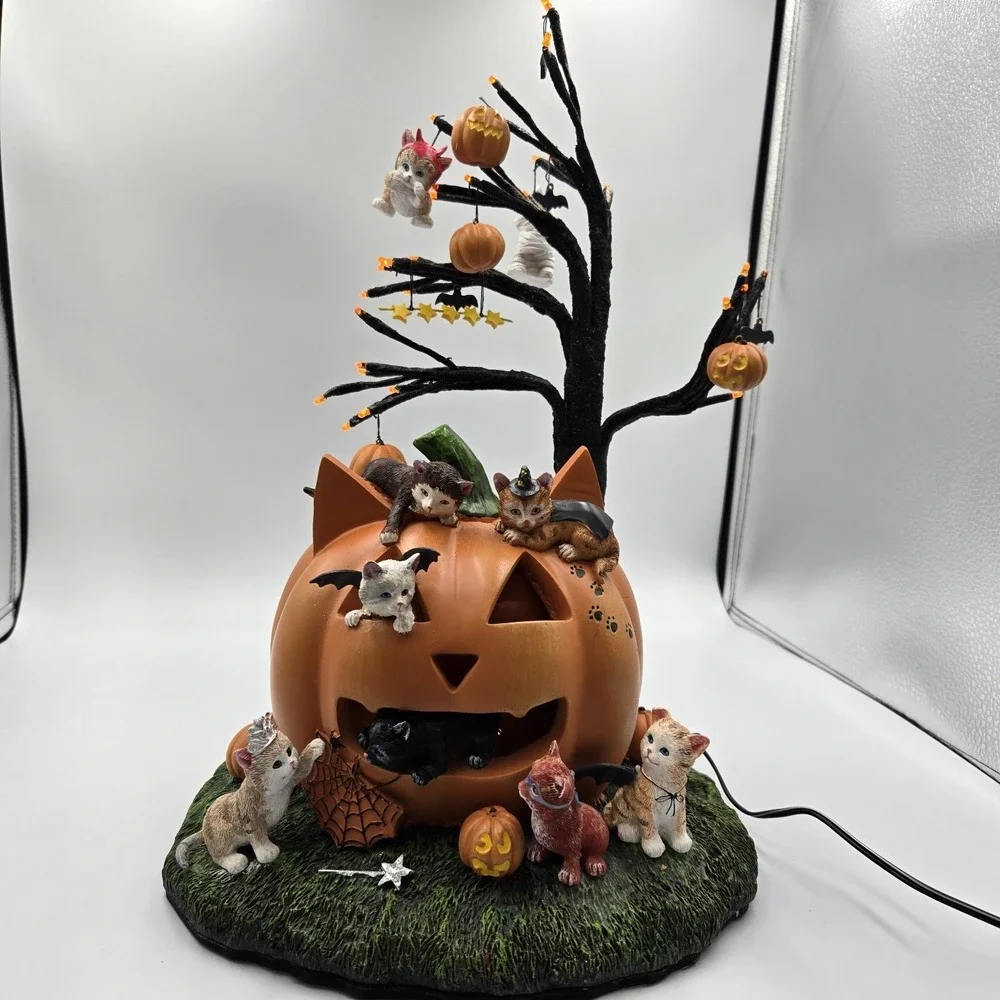 Bradford Exchange Purr-Fectly Mischievous Halloween Tree‎ Cat Kittens Lighted